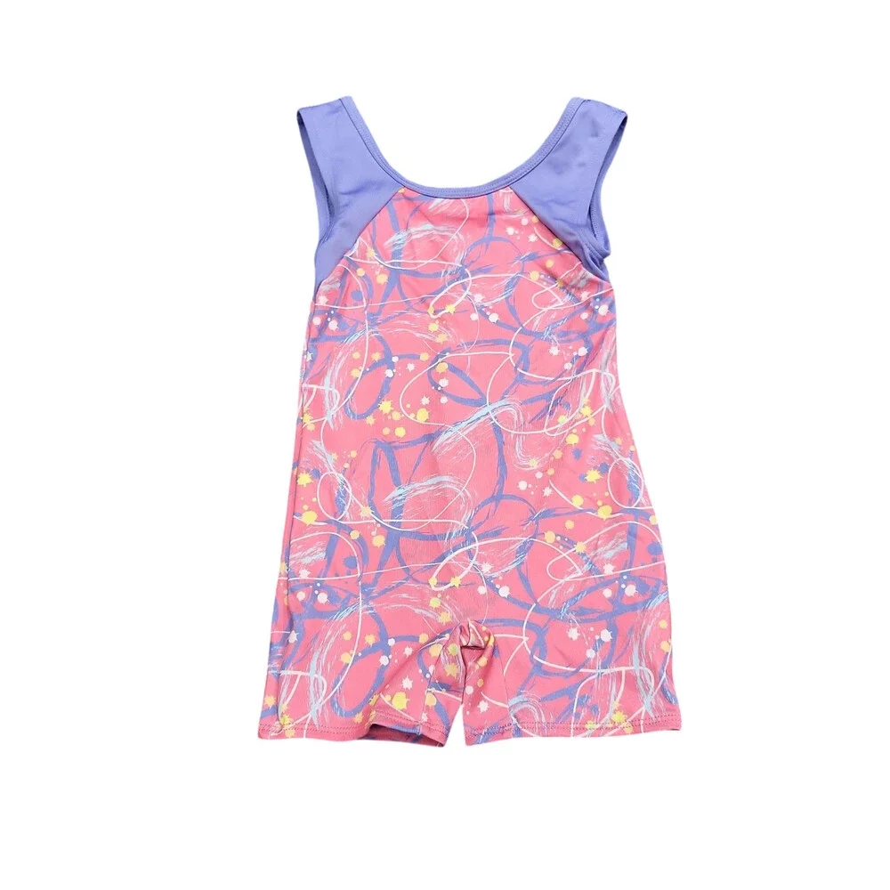 Cat & Jack Girls Printed Scribbles Gymnastics Biketard Leotard Size X-Small 4/5